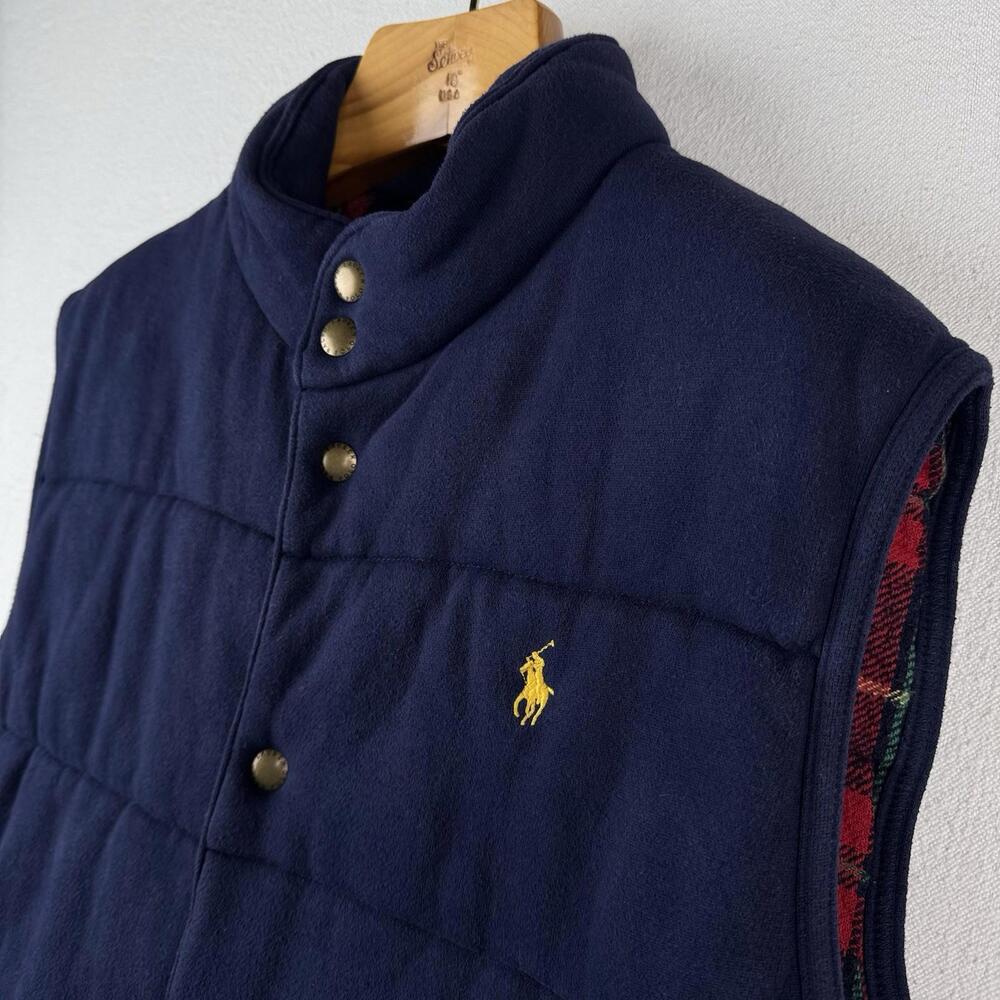 90’s Vintage Polo Ralph Lauren Mens XL Cotton Puffer Vest Jacket Navy Blue *Read - Picture 4 of 9